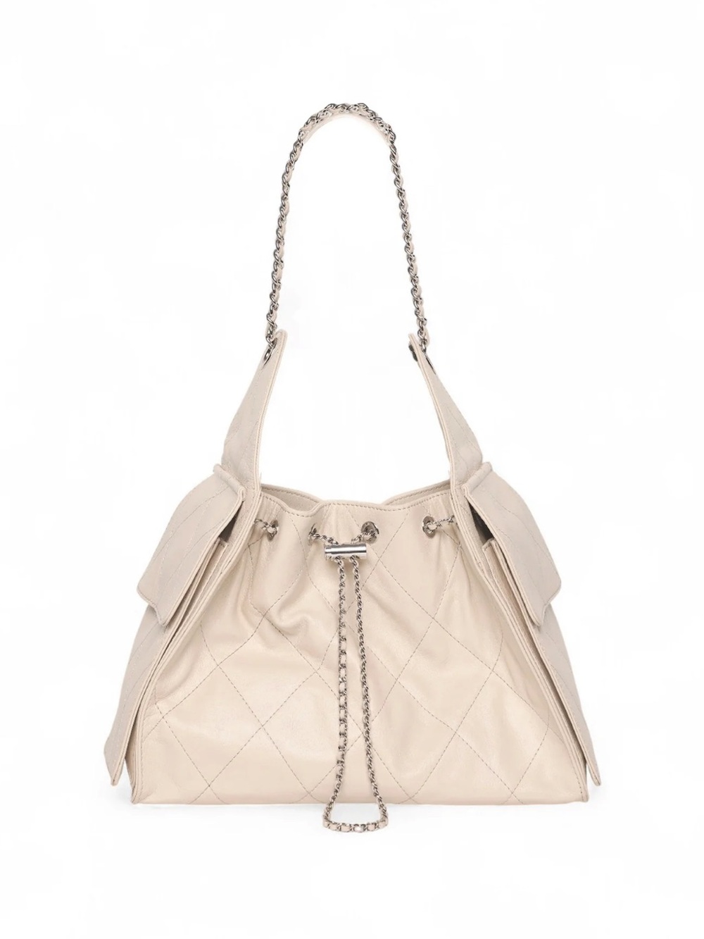 Walter Baker Valeria Quilted Leather Bucket Bag in Oyster 🤍✨ Designer Inspired